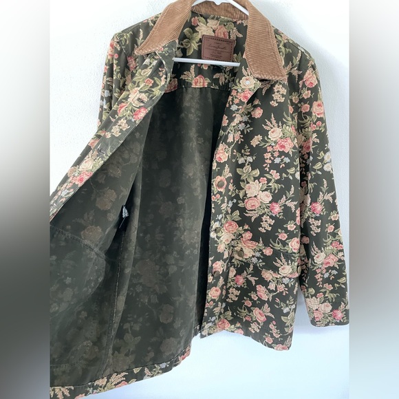 VINTAGE 90s RALPH LAUREN Floral Barn Coat Size M Jacket Chore Cottagecore - Picture 11 of 12